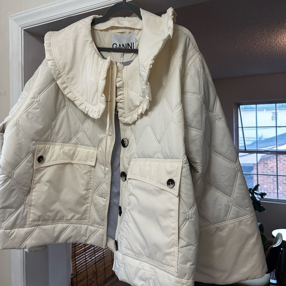 GANNI Collared Nylon Coat! Never worn (new with tags)! Size: 10
